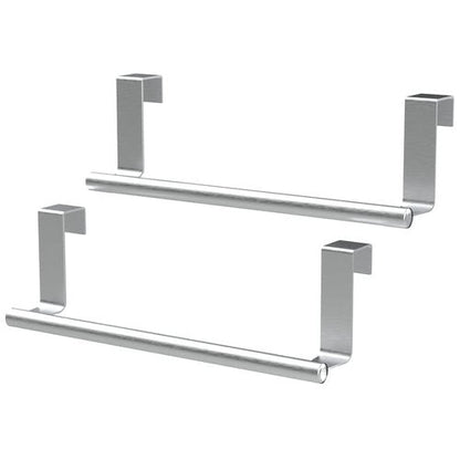 9" Over The Cabinet Towel Bar Holders, Handing Towel and Washcloth Rack for Bathroom and Kitchen, Stainless Steel, 2 Pack (Sliver)