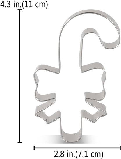 LILIAO Christmas Candy Cane with Bow/Ribbon Cookie Cutter, 2.8 x 4.3 inches, Stainless Steel