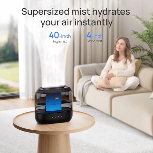 Dreo Humidifiers for Bedroom, 4L Top Fill for Large Room, 36H Runtime, 28 dB Quiet Supersized Cool Mist Air Humidifier for Baby Nursery, Plants, Indoor, Night Light, Easy to Clean & Fill