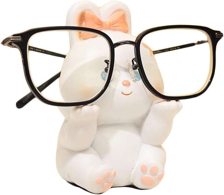 Cute Easter Bunny Glasses Display Stand for Nightstand, Funny Animal Decorative Eyeglass Sunglass Holder for Women