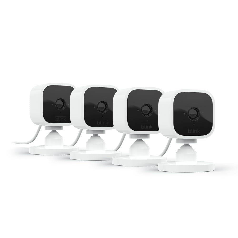 Blink Mini - Compact indoor plug-in smart security camera, 1080p HD video, night vision, motion detection, two-way audio, easy set up, Works with Alexa – 2 cameras (Black)