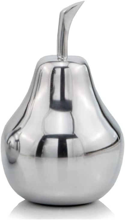 Modern Day Accents 3863 Small Polished Pear, Silver Fruit Decor, Tabletop Centerpiece, 4" L x 4" W x 6.5" H