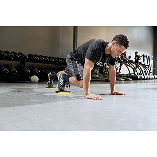 SKLZ Slidez Dual-Sided Exercise Glider Discs for Core Stability Exercises for Hands & Feet, Standard Use,Yellow