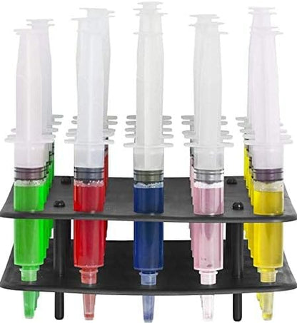 25 Pack (1oz) Jello Shot Syringes Combo with Tray/Racking Stand for Holiday Party Supplies