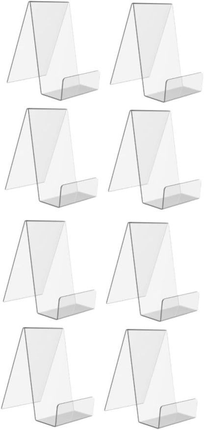 Tofficu 8 Pcs Acrylic Stand Tabletop Decor, Easel Household Display Stand for Books, Artwork, and Notebooks