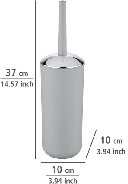 Brasil Toilet Brush with Holder - Plastic Toilet Bowl Cleaner Brush, Grey, Dimensions 3.9 x 3.9 x 14.6 in
