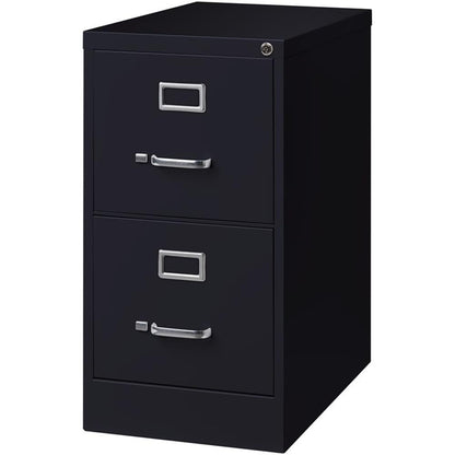 Pemberly Row 2 Drawers 28.38" Vertical Black Metal Filing Cabinet Lockable Pre-Assembled Stationary Letter Size for Home, Office