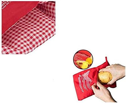 SYBL 4 4 Pcs Reusable Red Microwave Potato Bag Potato Cooker Potato Baking Pouch Perfect Bake Potatoes Just in Minutes