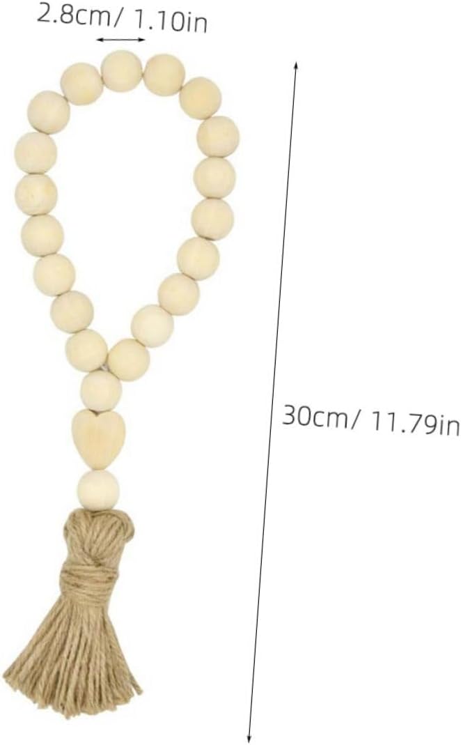 Garneck Wood Bead Garland - Farmhouse Tassels Beads for Rustic Country Decor and Christmas Decoration