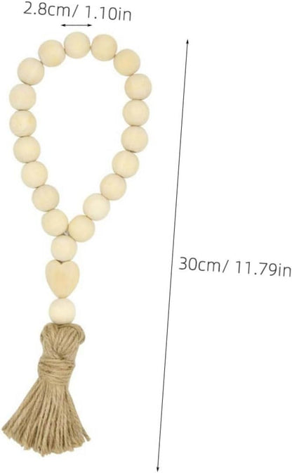 Garneck Wood Bead Garland - Farmhouse Tassels Beads for Rustic Country Decor and Christmas Decoration