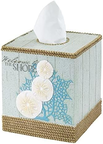 Avanti Linens Beachcomber Collection Tissue Box Cover, Guest Bathroom Essentials, Beach Inspired Home Decor