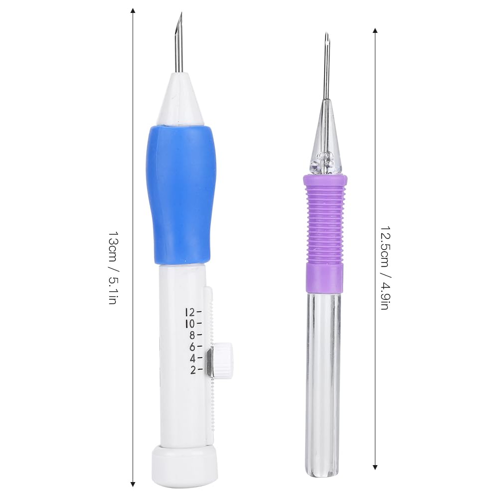 TROUVAILLE Punch Needle Tool, Embroidery Stitching Punch Needles Set, Embroidery Pen TPR Handle DIY Sewing Threading Device