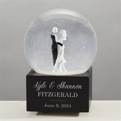 Personalization Universe Personalized Wedding Couple Musical Snow Globe - Engraved Names & Message, Plays Wedding March