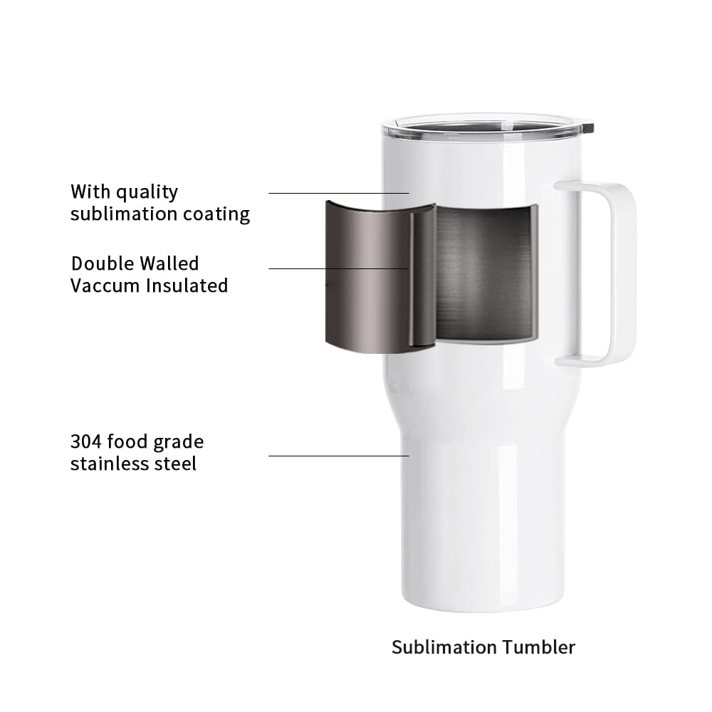 PYD Life Sublimation Tumblers Blanks with Handle 25 OZ Coffee Travel Car Stainless Steel Mugs Cups with Leakproof Lid for Mug Tumbler Heat Press Sublimation Oven Printing 4 Pack