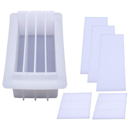JOONOR Silicone Loaf Soap Mold Dividers 8" Acrylic Partition Clapboard Rectangular White Mould DIY Handmade Swirl Making Tool