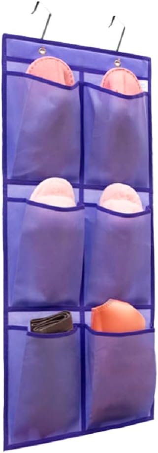 6 Closet 2 Over The Narrow Door Shoe Organizer Hanging Large Fabric Pockets Back Door Shoe Holder for with Hooks