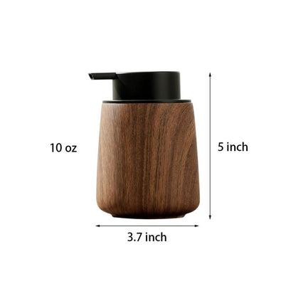Sizikato Wood Texture Push-Type Foaming Bottle, 10 Oz Shower Gel Shampoo Hand Soap Bottle