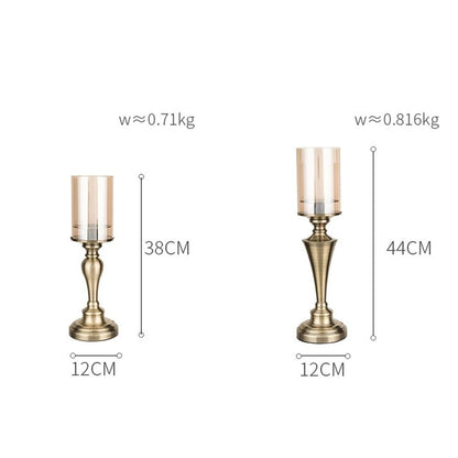 YUHUAWF Candle Holderss Creative Iron Candlestick with Glass Cover Home Dining Table Decoration Candlestick Ornaments Decorative Candlestick(Small)