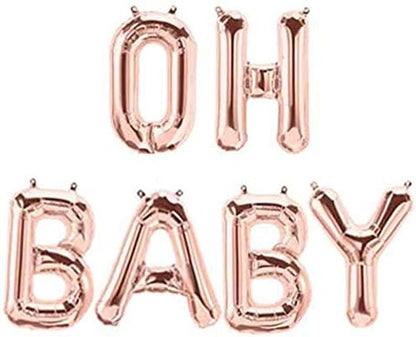 Tellpet OH Baby Letter Balloons, Baby Shower Decor for Girl, Rose Gold, 16 Inch