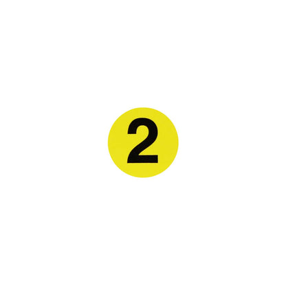 Yellow Circle Number 2 Stickers 0.50 Inch Round 1000 Labels on a Roll