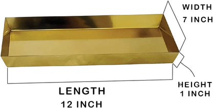 Serene Spaces Living Gold Rectangle Metal Tray, Decorative Vanity Organizer for Perfume, Cosmetic & Jewelry, 12" L X 7"