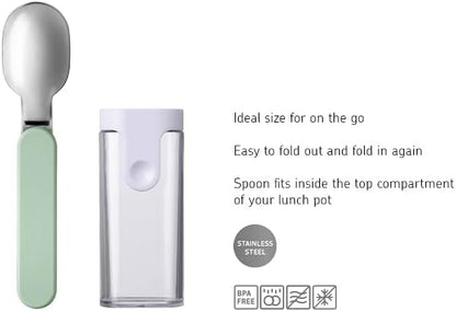 Mepal Folding Spoon Ellipse - Reusable Spoon To Go, Foldable for Yoghurt Cup, Stainless Steel Cutlery with Storage Case