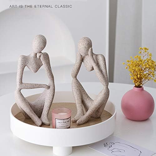 Asng Sandstone Resin Thinker Style Abstract Sculpture Statue Collectible Figurines Home Office Bookshelf Desktop Decor