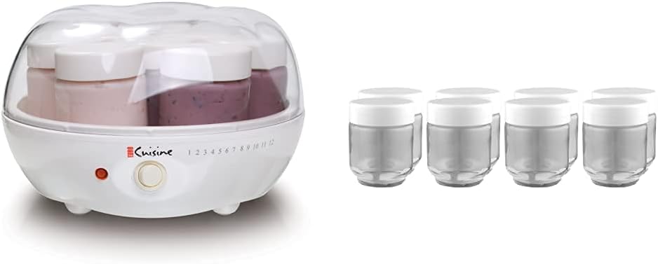 Euro Cuisine YM80 Set 8 Yogurt Maker,White & Glass Jars for Yogurt Maker