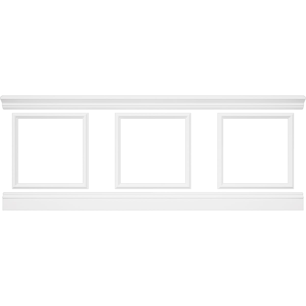 94 1/2"L (Adjustable 36"H to 40"H) Ashford Square Panel Traditional Wainscot Paneling Kit