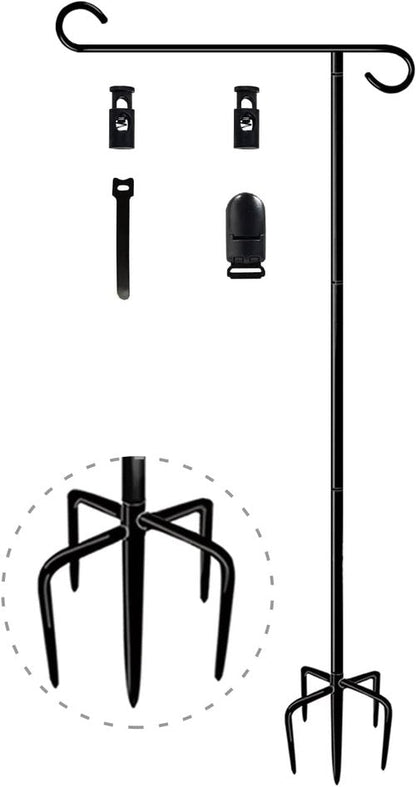 Garden Flag Stand Holder by [Brand Name] - 49 Inch Durable Design with 5 Forked Base for 12x18 Signs