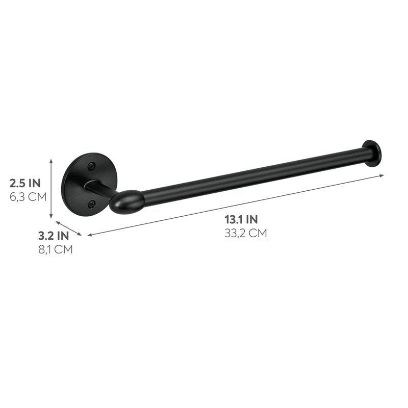 iDesign Orbinni Wall Mounted Metal Paper Towel Holder, Roll Organizer for Kitchen, Bathroom, Craft Room, 13.75" x 2.5" x 4.25", Matte Black