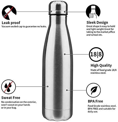 18/8 350ml 500ml 750ml 1000ml (1L) Double Wall Stainless Steel Vacuum Cola Shape Bottle, Narrow Mouth Thermo Flask