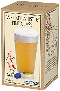 Barbuzzo Wet My Whistle Pint Glass, 16 Ounce Reusable Glass with Whistle, Fun Drinking Game