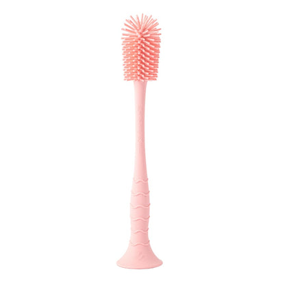 Lowcountry Littles Nontoxic Silicone Bottle Brush - Premium Medical Grade - BPA & PFAS Free - Suction Cup Base - Easy to Clean and Dishwasher Safe - Tallest Design for Any Bottle - (10.25 in) (Pink)