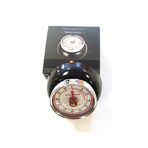Zassenhaus Magnetic Retro Kitchen Timer, Classic Mechanical Cooking Timer (Black)