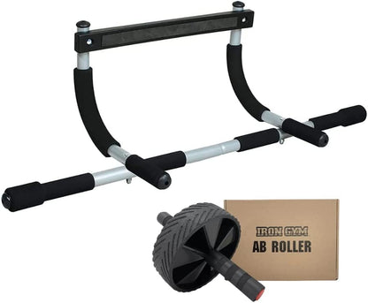 Iron Gym Pull-Up Bar - Total Upper Body Workout Bar for Doorway, Adjustable Width Locking, No Screws Portable Door Frame Horizontal Chin-up Bar, Fitness Exercise