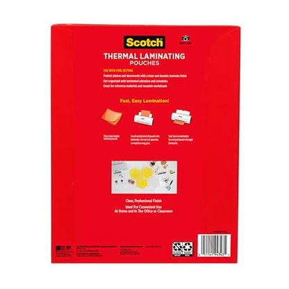 Scotch Thermal Laminating Pouches, for Use with Thermal Laminators, 8.9 x 11.4 Inches, Letter Size Sheets, 100-Pack