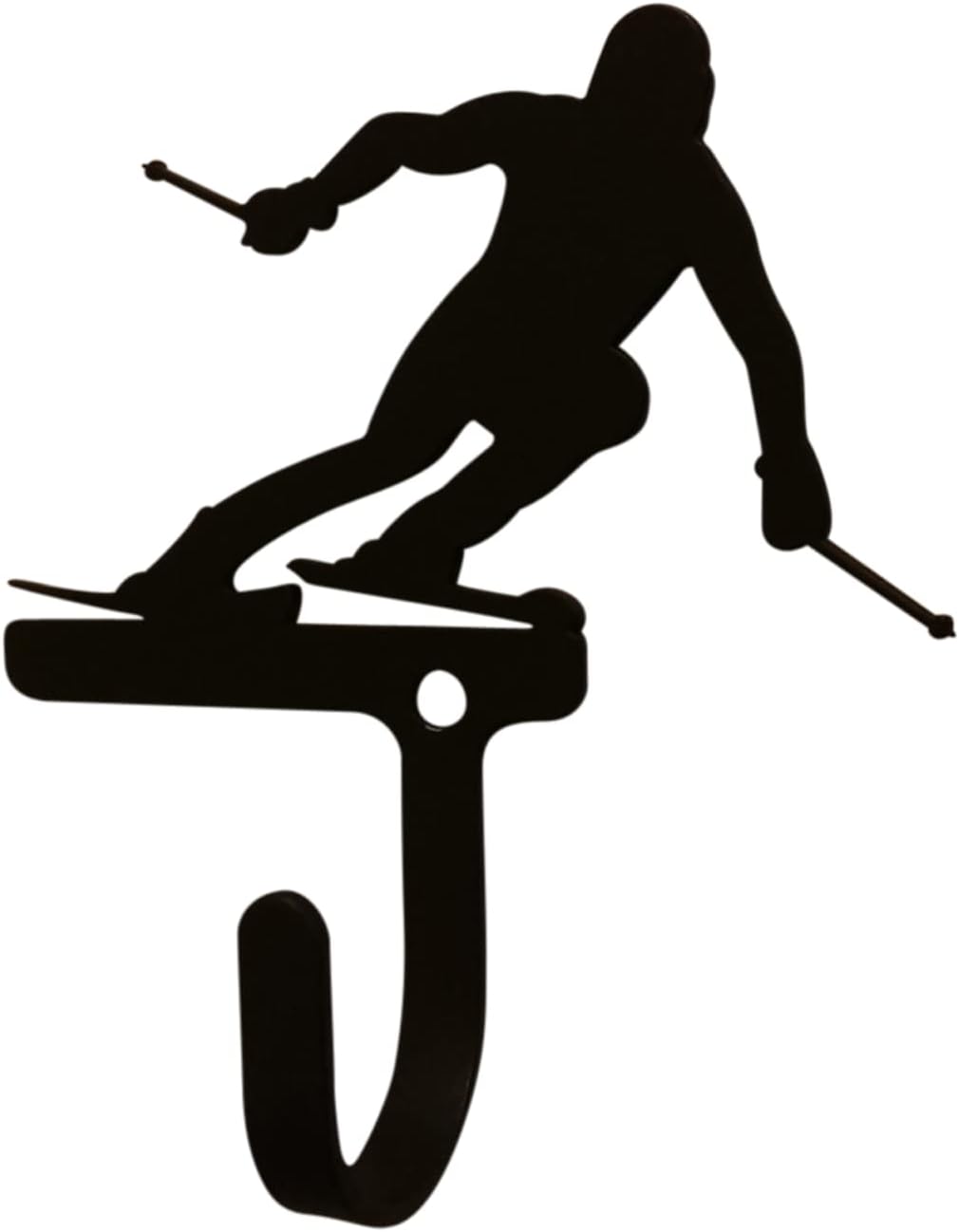 Village Wrought Iron Decorative Small Skier Wall Hook