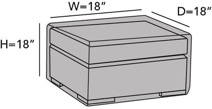 300D 18W 18D 18H, Covermates Elite Square Ottoman Cover Heavy-Duty Polyester, Water-Resistant, Mesh Vent, Drawcord