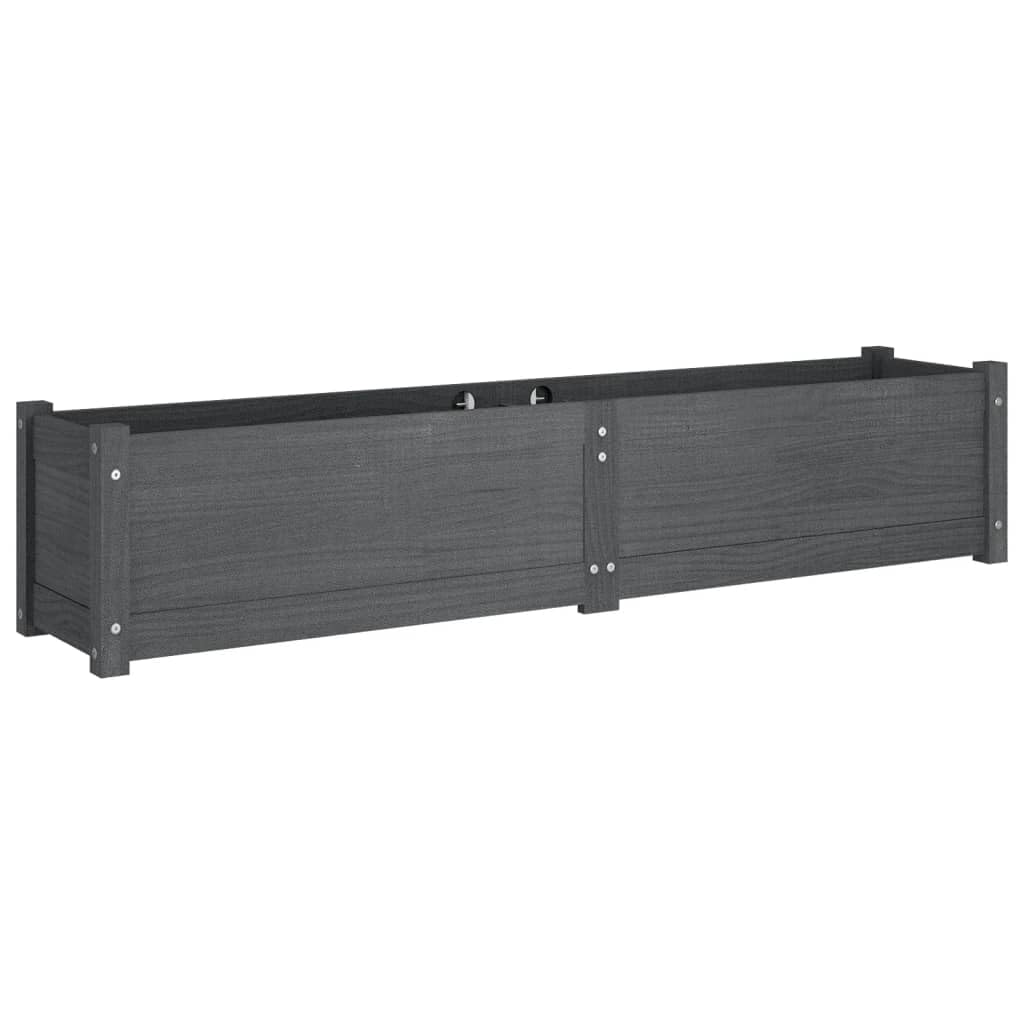 hliofuir Raised Garden Bed Set of 2 in Gray Solid Pinewood 59"x59"x12" Large Elevated Planter Box for Herbs Flowers Outdoor Patio Balcony Gardening