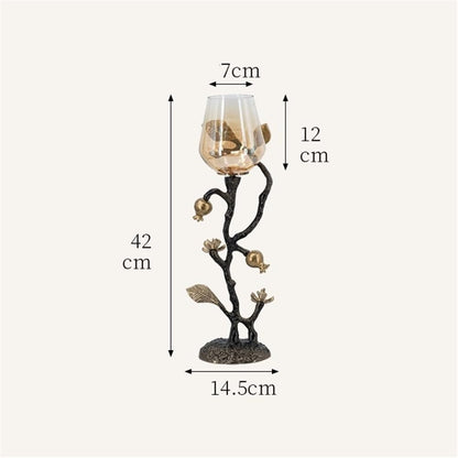Candlestick Holders Home Creative Candlestick Ornaments Retro Table Decoration Metal Glass Candle Holder Candle Holders(Large)