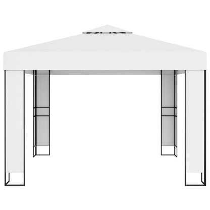 White 10x10 Outdoor Gazebo, 100% Polyester with PA Coating, Powder-Coated Steel Frame, Pop Up Canopy Tent for Patio, Garden, Events Lawn Structures