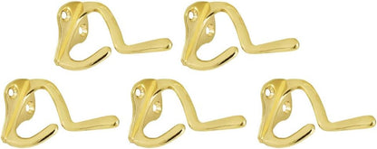Design House 181941 Double Hat and Coat Hook, Polished Brass, 5-Pack