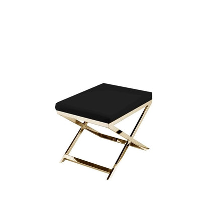 Pangea Home Gold Lexi Stool Faux Leather Black & Gold Frame