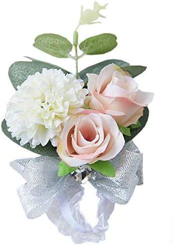 MOJUN Boutonniere and Wrist Corsage Set, Wedding Flowers Accessories for Prom Suit Decoration