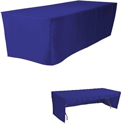 BEEKAY 1 8 3 96" Inch 30" Inch Pc Feet Royal Blue Fitted Open Back Rectangular Sided Table Cloth X Polyester Washable