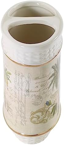 Avanti Linens Colony Palm Collection - Ceramic Toothbrush Holder, Tropical Inspired Bathroom Accessories
