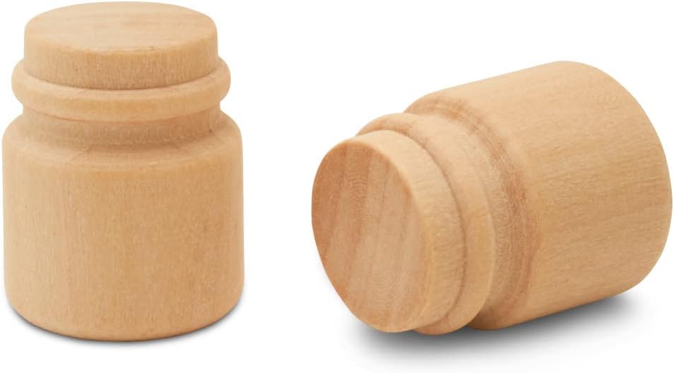 7/8 inch, Pack 100 Unfinished Wood Jar of Dollhouse Miniatures, Decorative Mini Honey Jar or Wooden Mason Jars