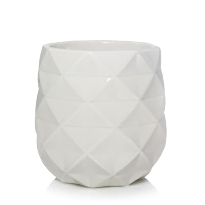 Yankee Candle Langham Collection Scenterpiece Wax Warmer with Auto Timer, White, Multi-Faceted Ceramic, 6-Foot Power Cord