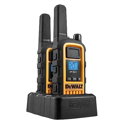 DEWALT DXFRS800 FRS Walkie Talkies Long Range 2 Way Radio, 2 Watt, Waterproof & Rechargeable, 2 Pack